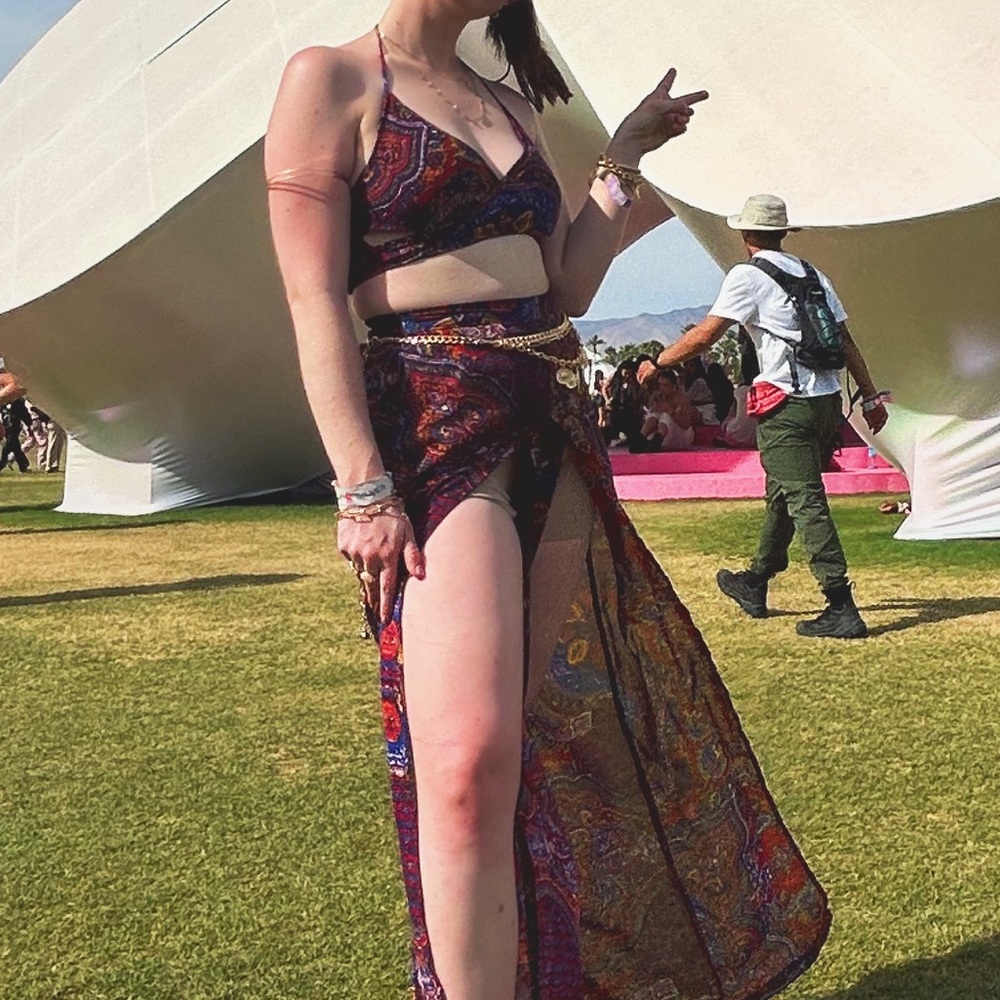 Boohoo Red Paisley Boho Festival Two-piece set